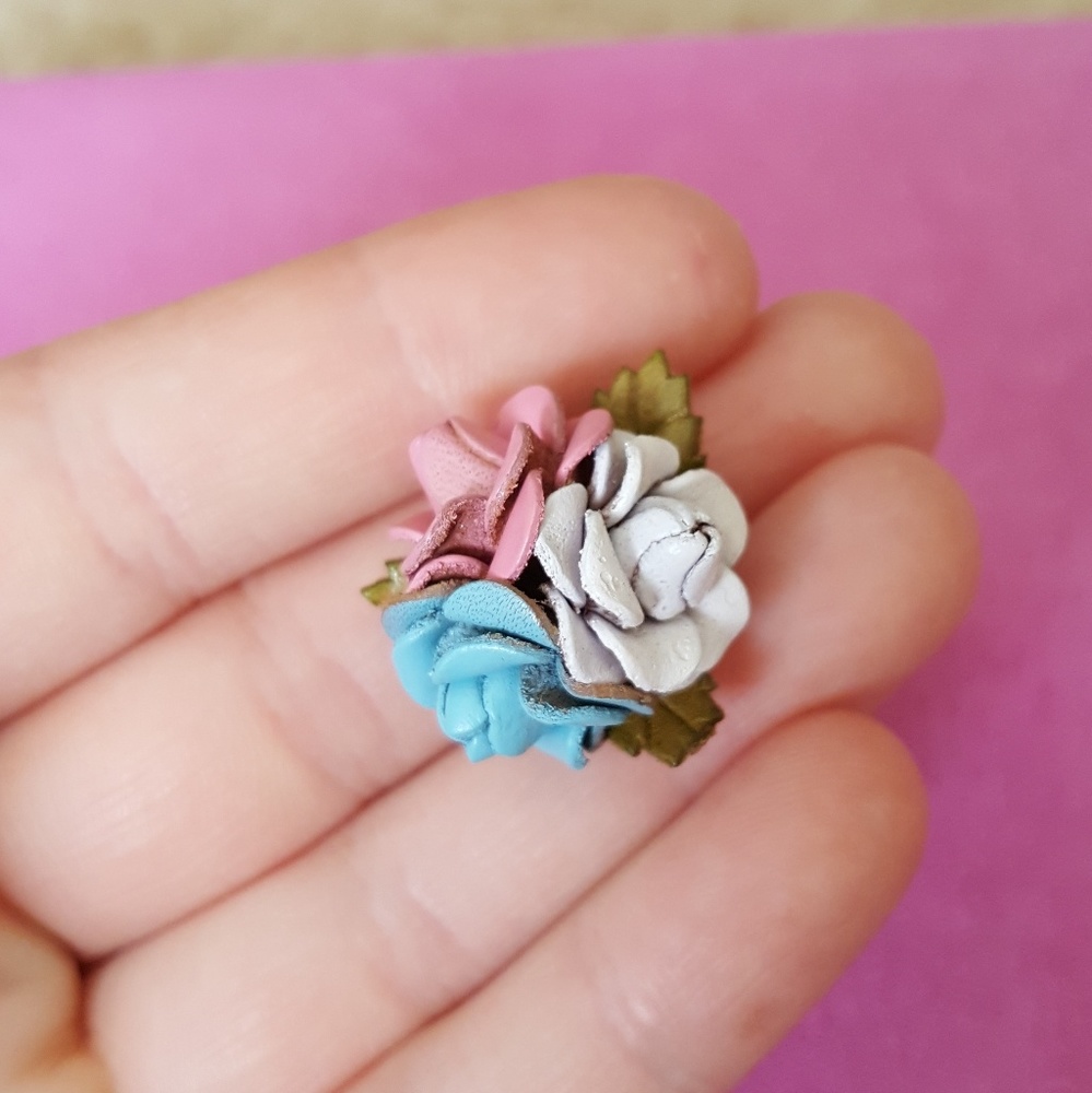 Leather Rose Earrings - Picture 2 of 3