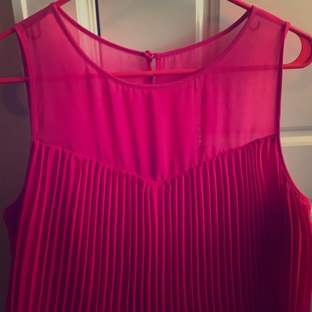 Anthropologie pleated pink dress