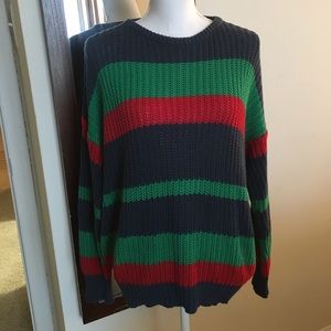 American Apparel Sz M Red Green Blue Sweater USA
