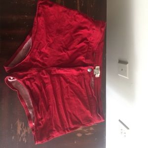 Red high waisted shorts