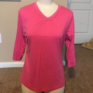 Casual pink 3/4 sleeve shirt