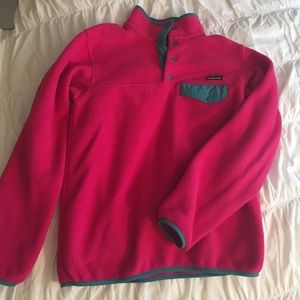 Pink Patagonia synchilla snap fleece pullover