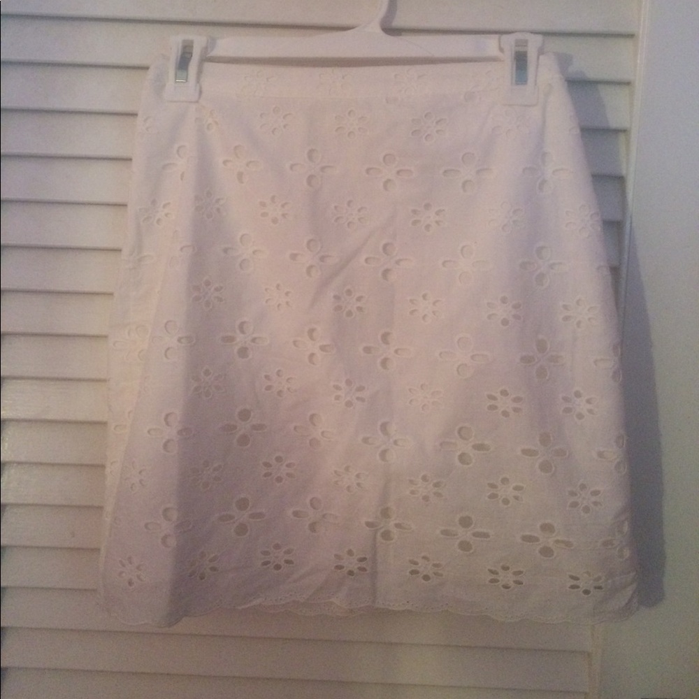 Ann Taylor Loft White Eyelet Skirt NWT