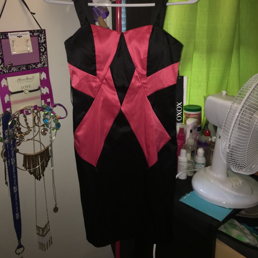 PEACH AND BLACK DRESS