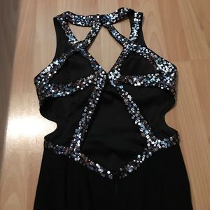 Long black sequence dress