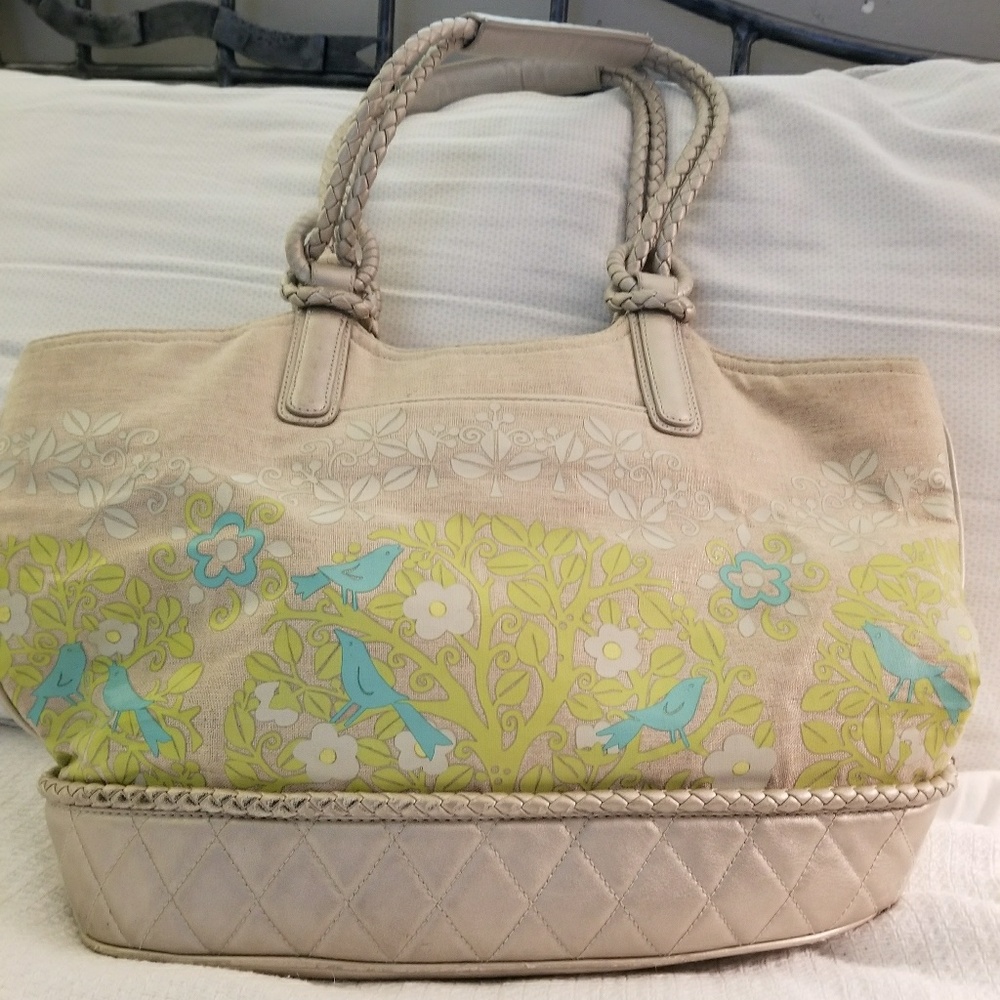 Vera Bradley fabric and leather tote