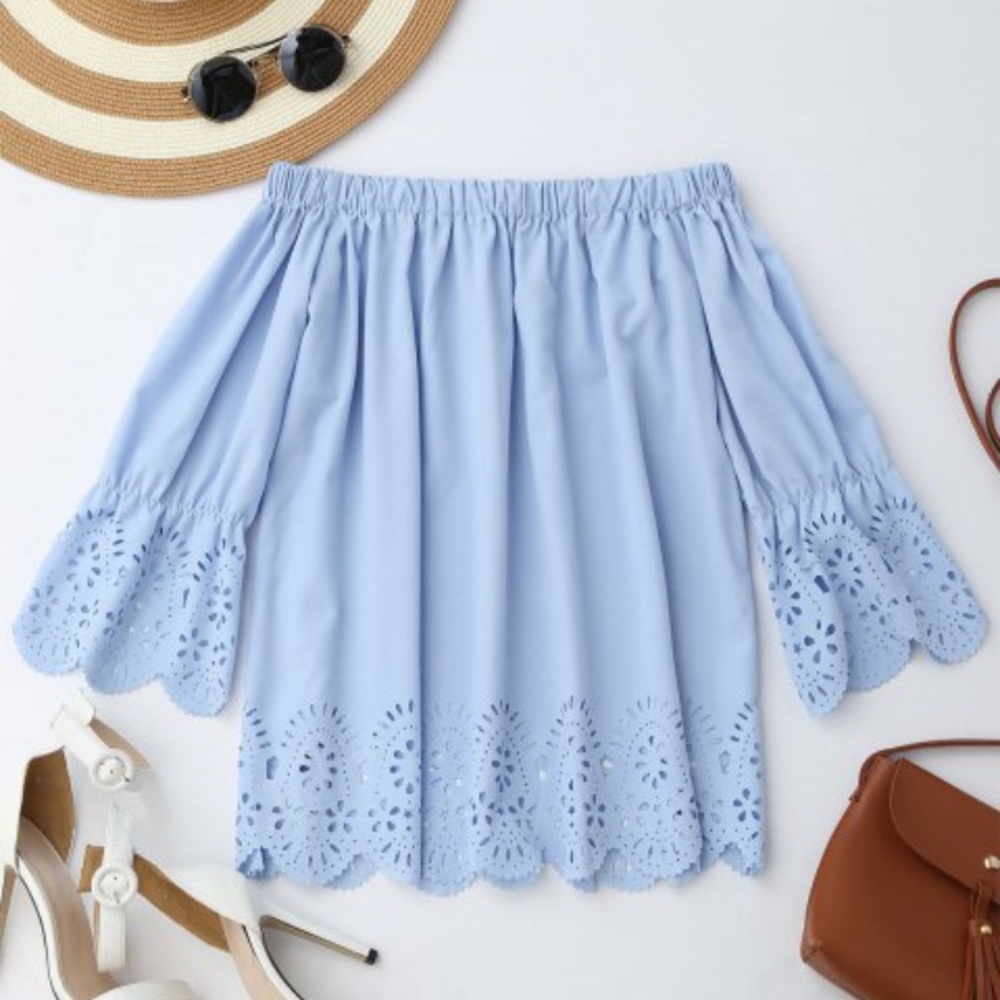 Off the Shoulder Laser Cut Top