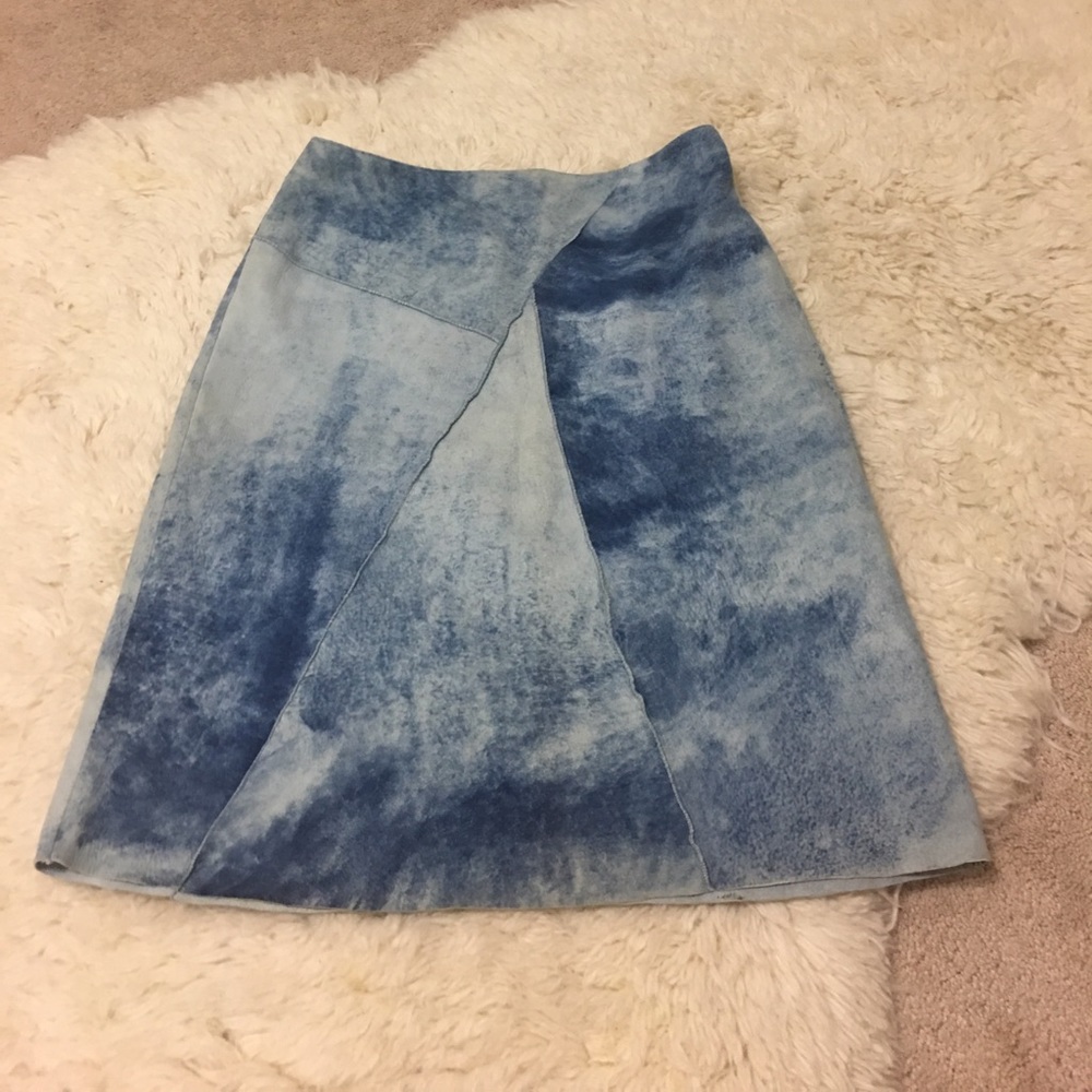 Acid Wash 100% Leather Skirt