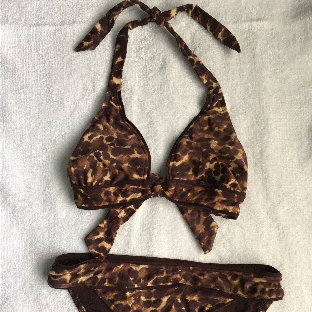Leopard Print Bikini Tortoise Shell Buckle NWT-L