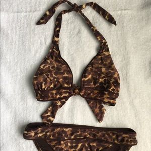Leopard Print Bikini Tortoise Shell Buckle NWT-L