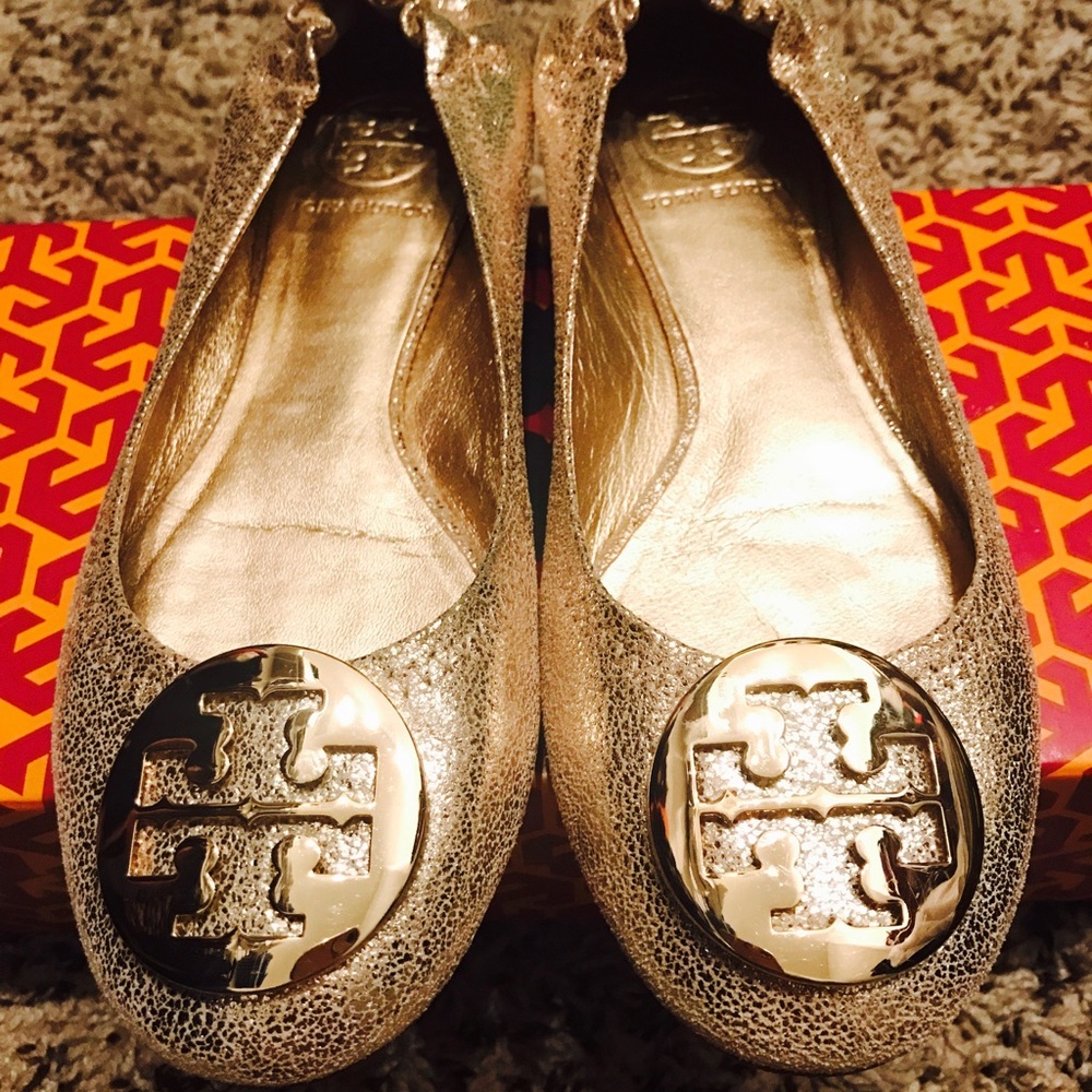 Gold Tory Burch Flats
