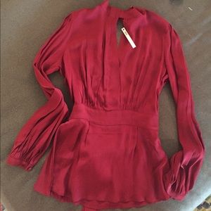 Sexy Red Open Back Blouse