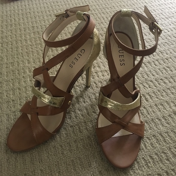 Guess Shoes - Guess Brown Gold High Heels size 8.5