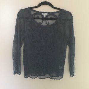Express sheer embroidered shirt