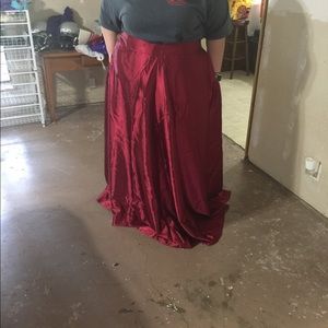 Burgundy Floor length, high waisted skirt