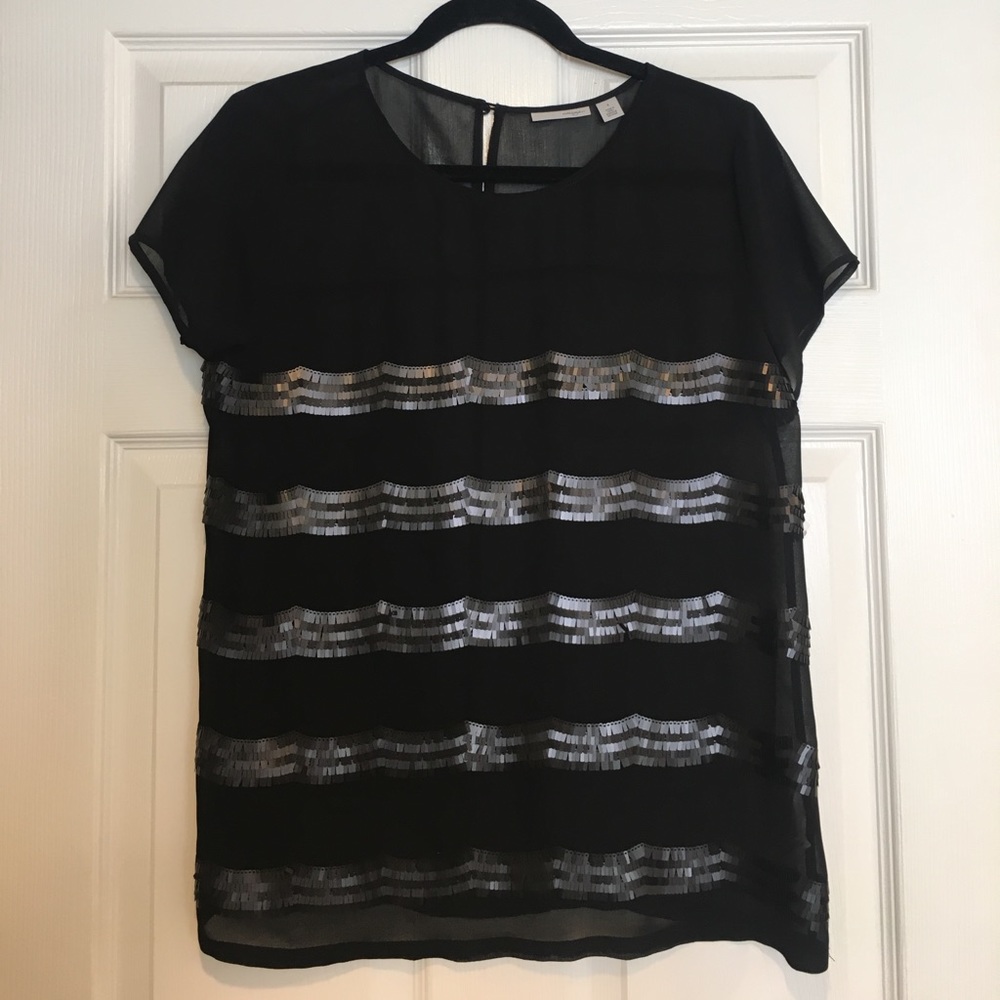 NWT Halogen Black shirt with sequin detailing