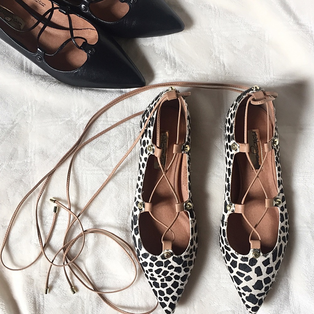 Halogen Owen Pointy Toe Printed Calf Hair