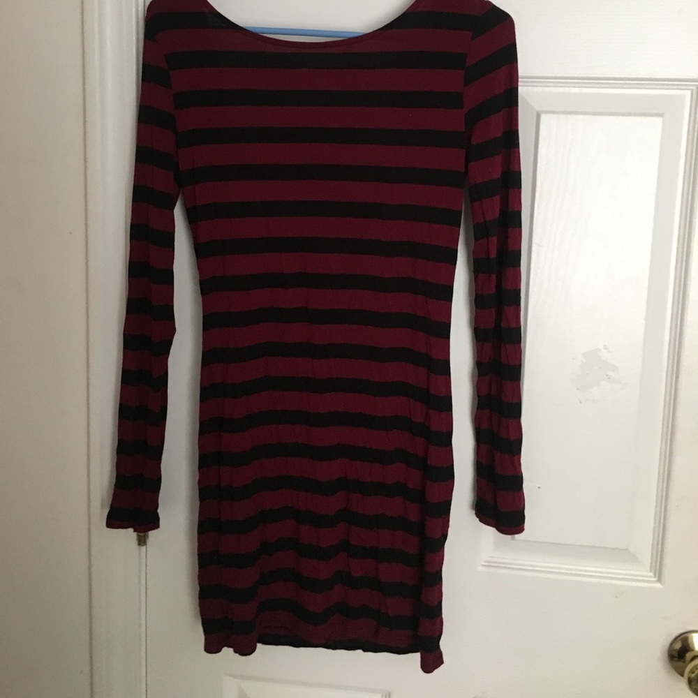 Black and red striped dress