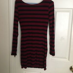Black and red striped dress