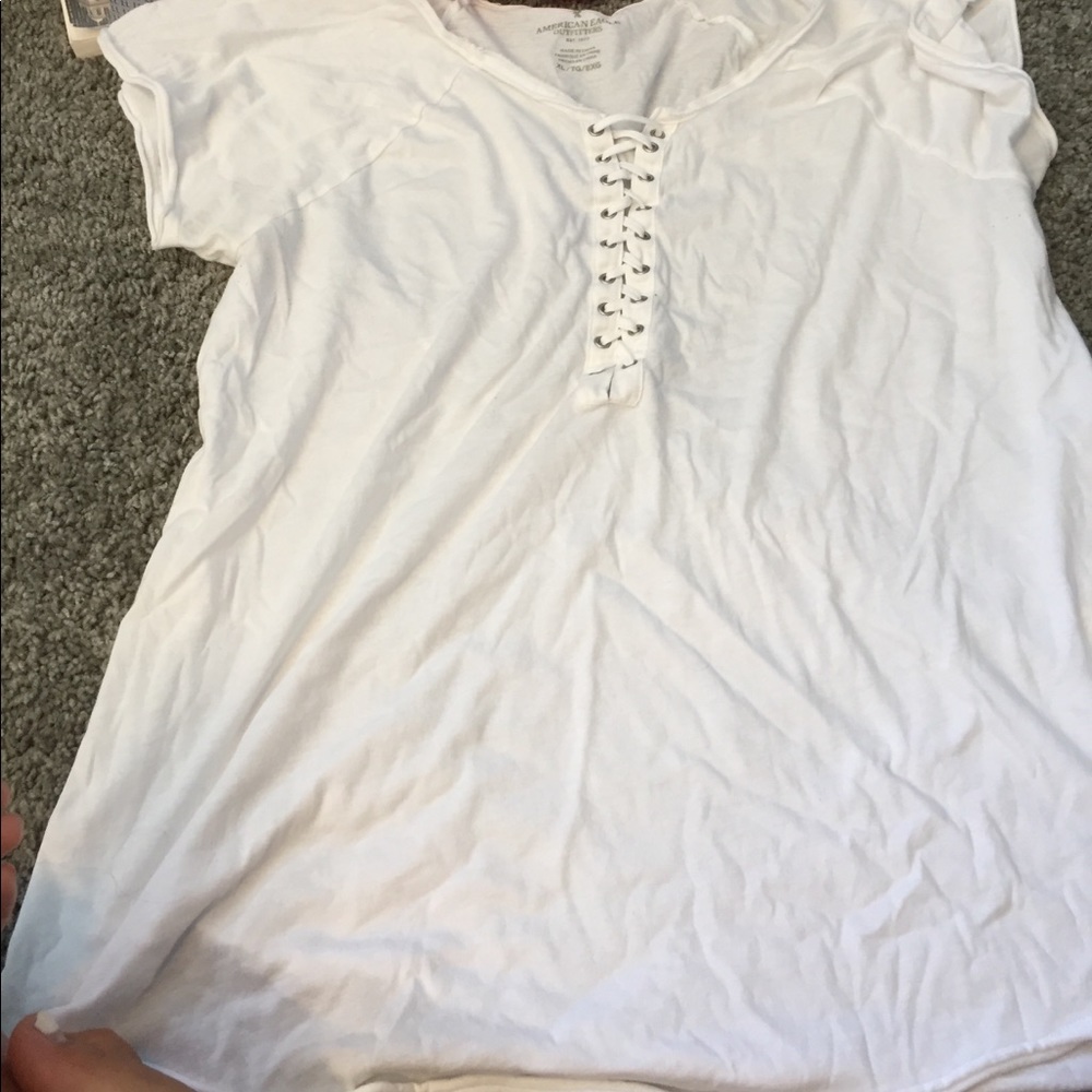 White lace up tshirt
