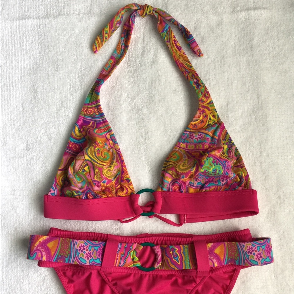 Hot Pink Venus Paisley Bikini NEW!  Size 8- C Cup