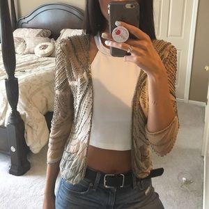Nude sheer beaded cardigan