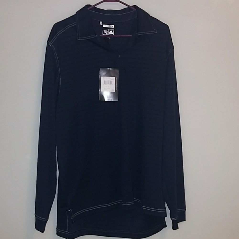Adidas long sleeve navy golf polo
