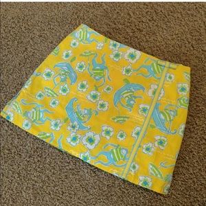 Lilly Pulitzer yellow skirt, skort.