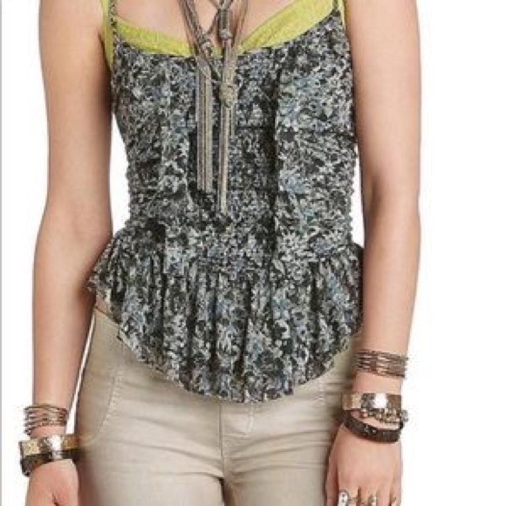 Free people smocked ruffle tank