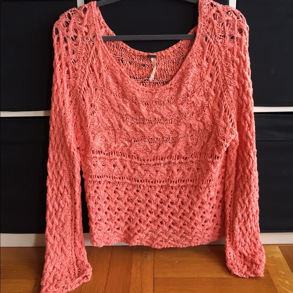 Salmon Free People knit sweater