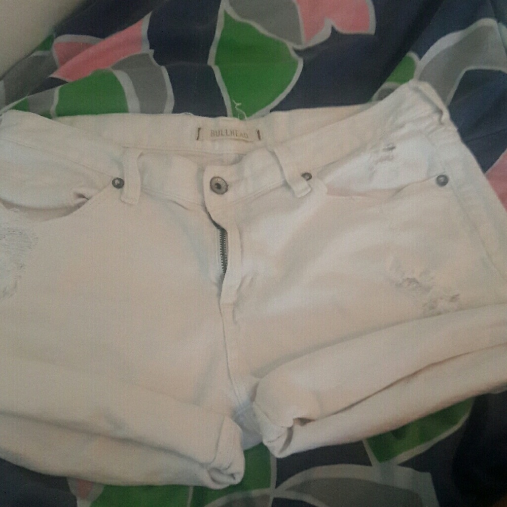 Ripped Styled White Shorts