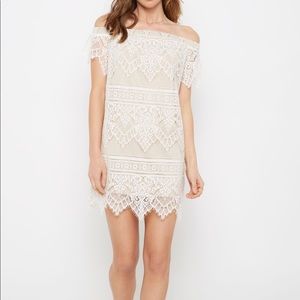 Ivory Vintage Lace Off-Shoulder Dress