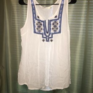White embroidered  tank top