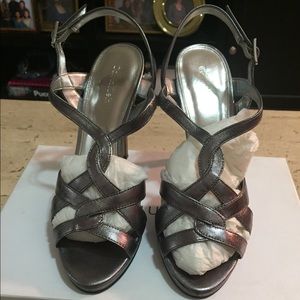 Calvin Klein metallic strappy heels