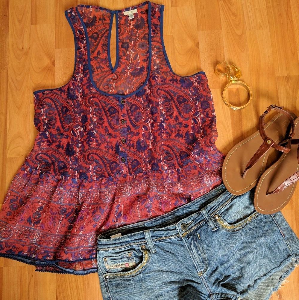 Urban Outfitters Sheer Paisley boho flowy tank top