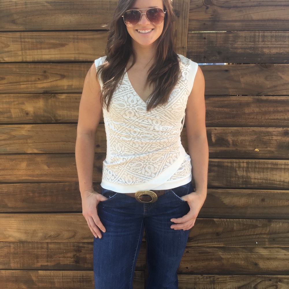 Lace with overlay top
