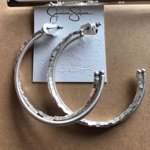 NWT Jessica Simpson silver hoop earrings