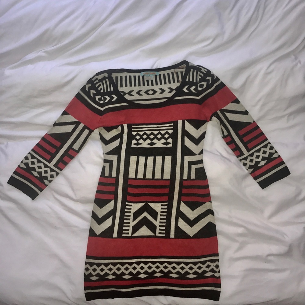 Mini pattern sweater dress