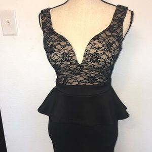 Black & Nude peplum dress