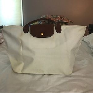 Longchamp le pliage white large tote