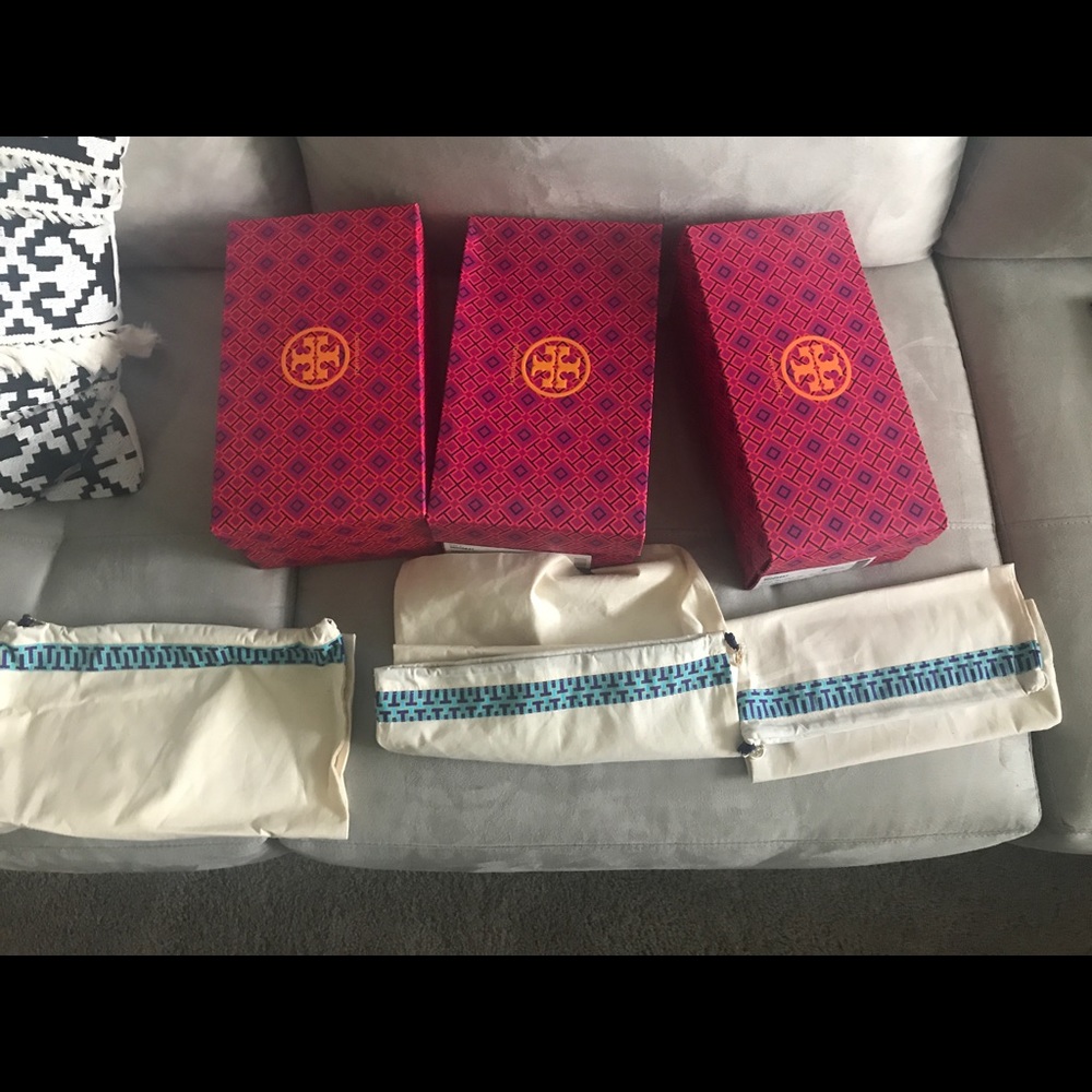 Tory burch storage boxes with dust bags & bags