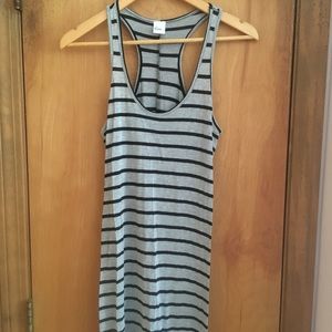 Black & Gray Striped Fitted Racerback Maxi Dress