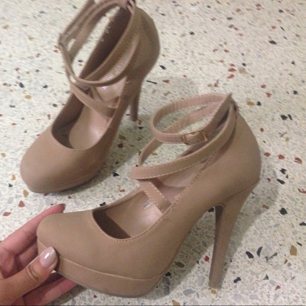 Tan high heels