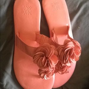 NYC coral flip flops