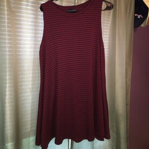 Maroon and black striped tanktop tee shirt dress