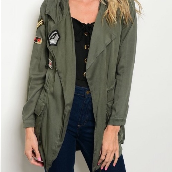 boutique Jackets & Blazers - Army Green Patch Jacket