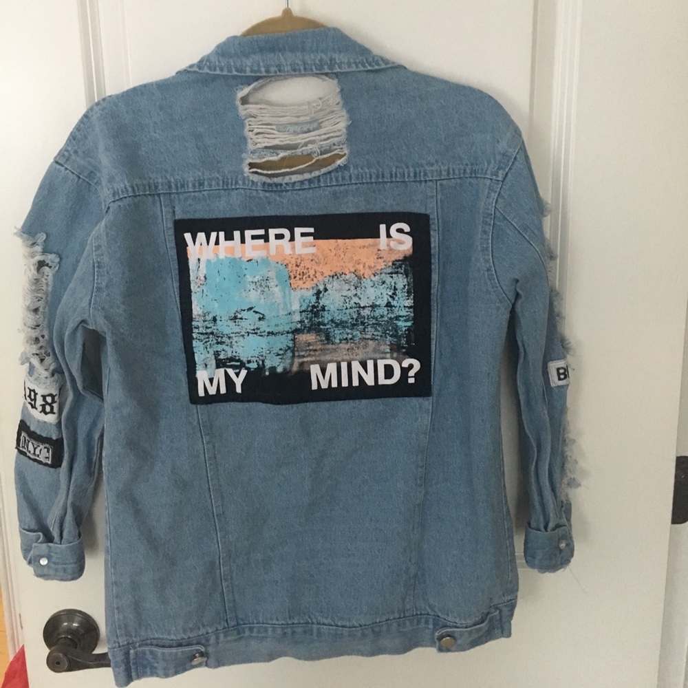 Distressed jean jacket