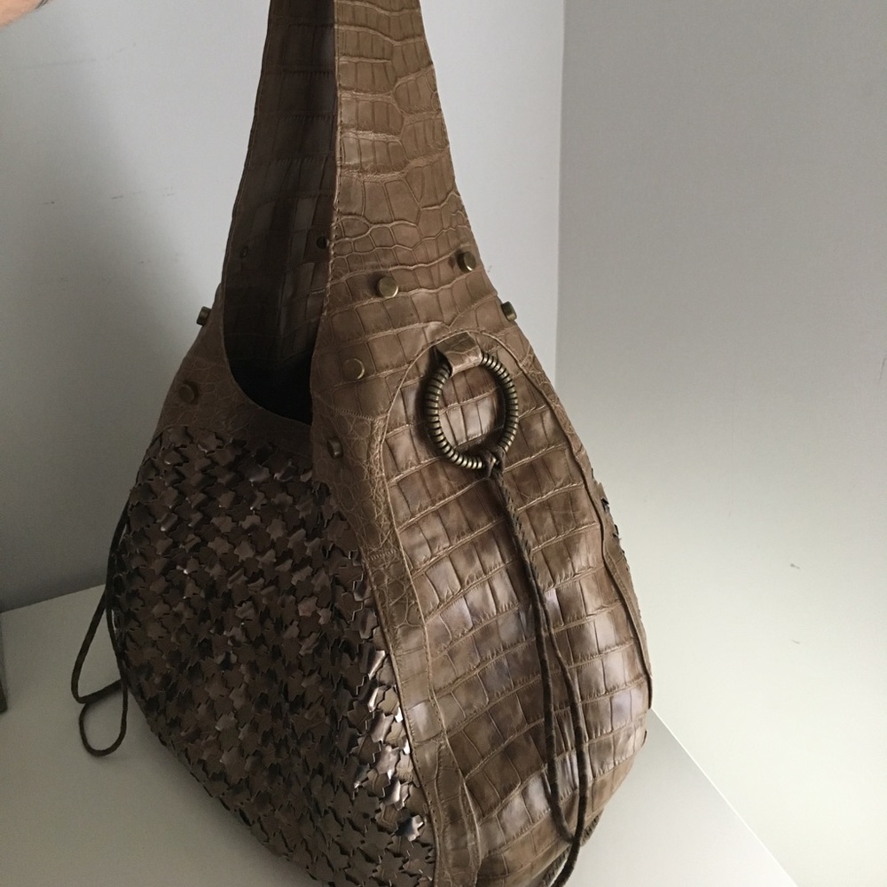 Dennis Basso Original Dyed Taupe Crocodile Handbag