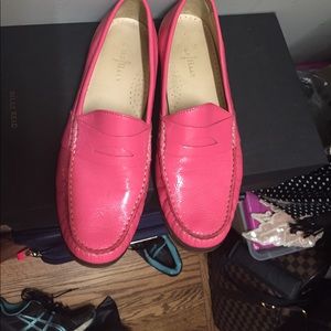 Patten leather pink loafers