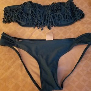 Teal fringe swimsuit
